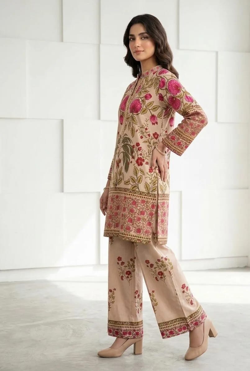 Multicolor Printed Arabic Lawn 2-Piece Set For Women