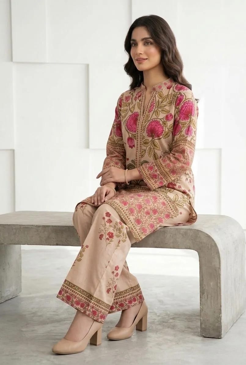 Multicolor Printed Arabic Lawn 2-Piece Set For Women